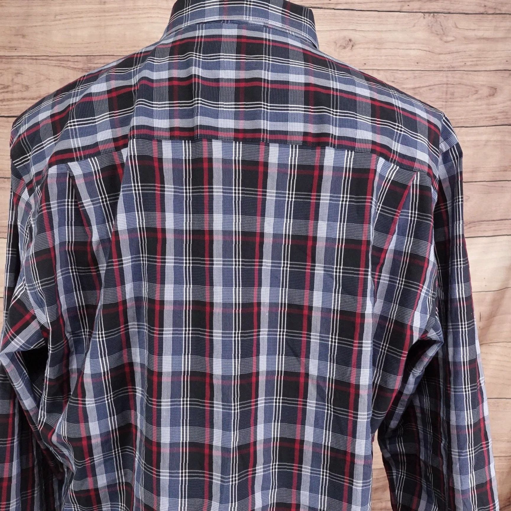 Van Heusen Van Heusen Flex Shirt Mens XL Blue Plaid Slim Fit Button Front Size US XL / EU 56 / 4 - 5 Thumbnail