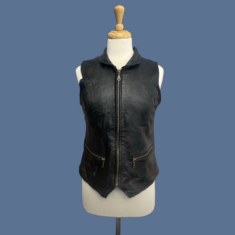 Vintage VINTAGE Allstate Leather Vest Zip Up Cobra Patch Black Medium Adult Size Medium Size US L / EU 52-54 / 3 - 1 Thumbnail