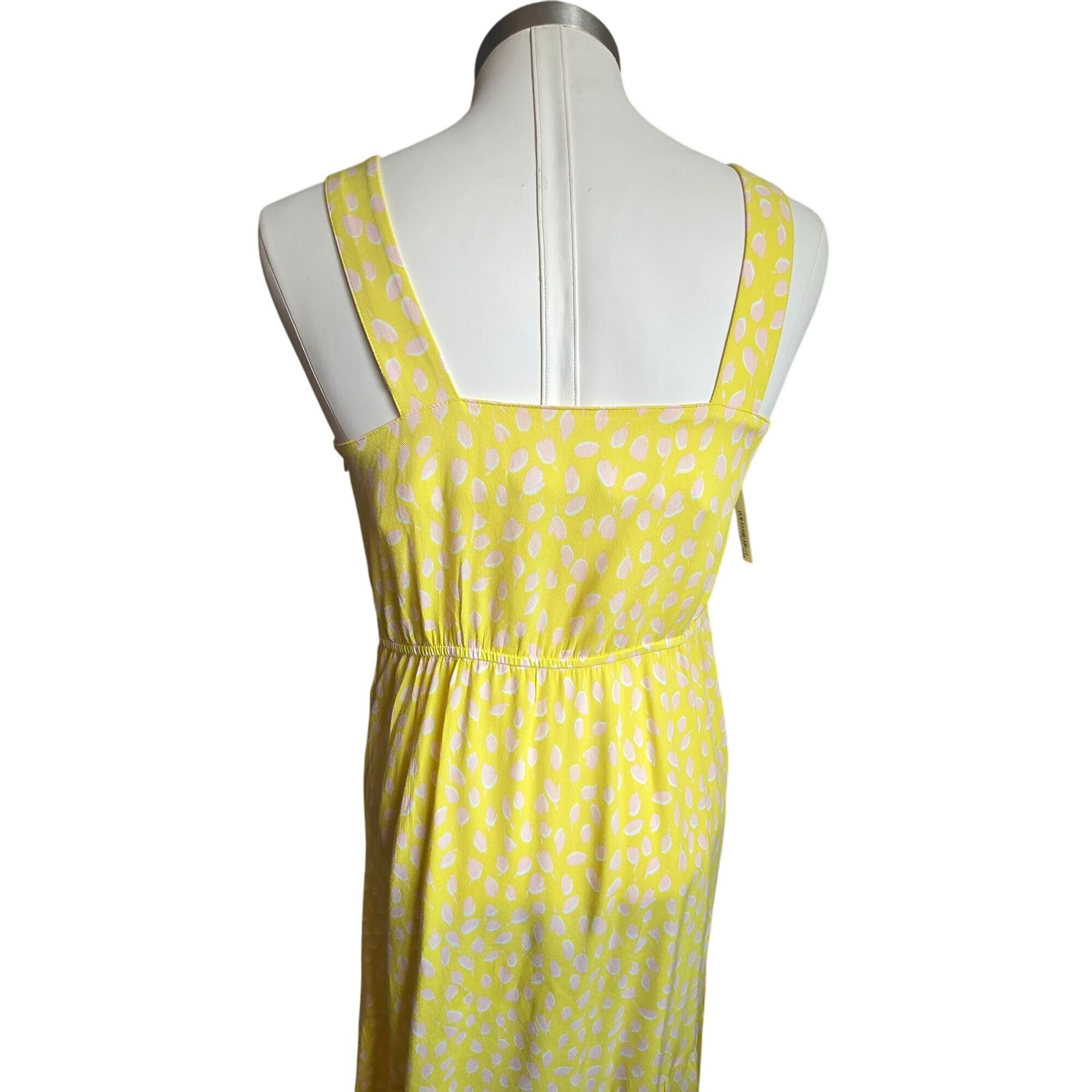 Other Yellow Sleeveless Maxi Dress With Pink Leaf Print & Elastic Size M / US 6-8 / IT 42-44 - 4 Thumbnail