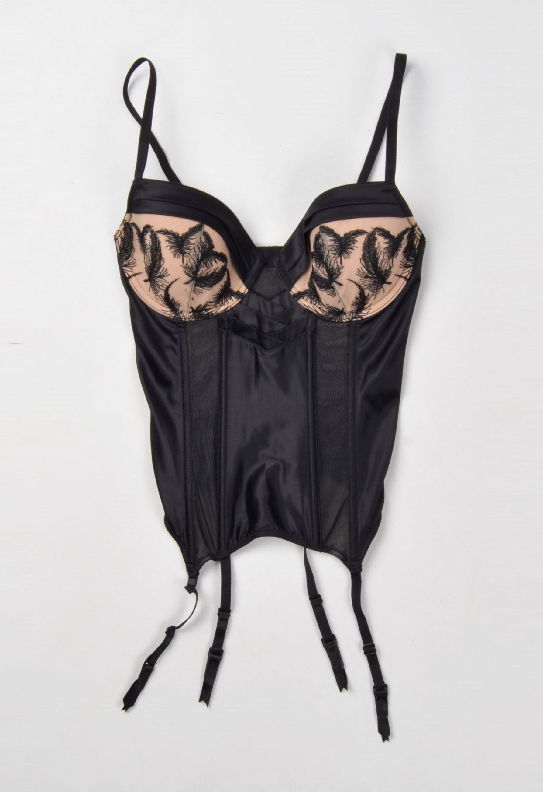 Vintage Beldona Y2K Embroidered Bustier Corset with Garter Straps Size ONE SIZE - 4 Thumbnail