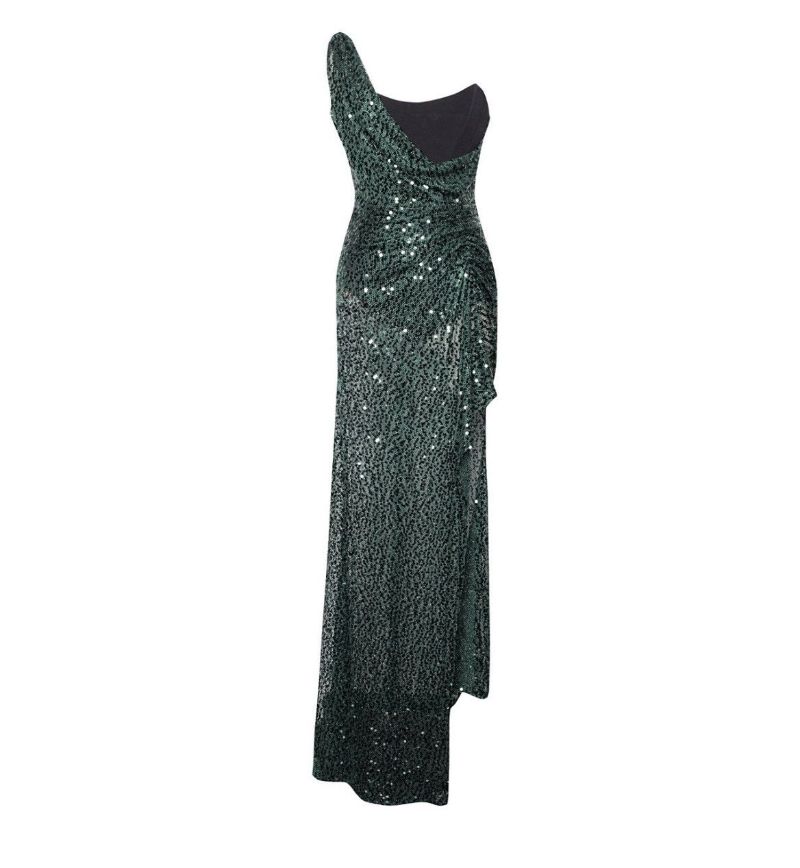 Other MISS CIRCLE Elegant One-Shoulder Black & Green Sequin Dress Size S / US 4 / IT 40 - 7 Thumbnail