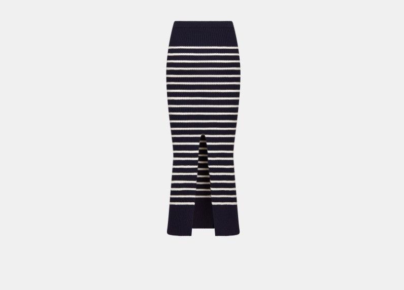 Dior o1sh3x0225 Mid-Length Skirt in Navy / White Size 30" / US 8 / IT 44 - 2 Thumbnail