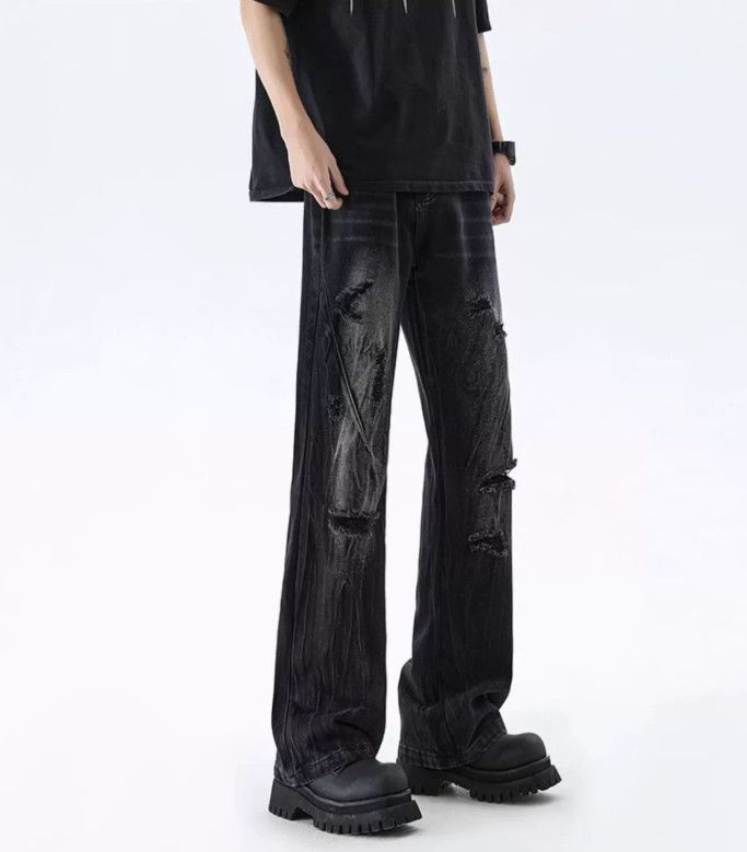 Japanese Brand Men's American washed distressed bootcut ripped jeans Size US 32 / EU 48 - 3 Thumbnail