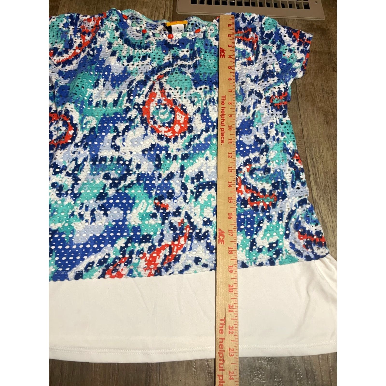 Vintage VINTAGE Ruby Rd Top Womens Large L Blue Beaded Short Sleeve Lined Size L / US 10 / IT 46 - 3 Thumbnail