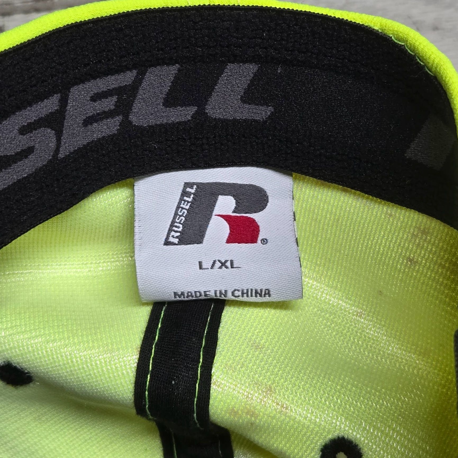 Vintage Russell Hat Baseball Cap Flexfit L/X Unisex Adults Hi-Vis Yellow Neon Reflective Safety Workwear Size ONE SIZE - 6 Thumbnail