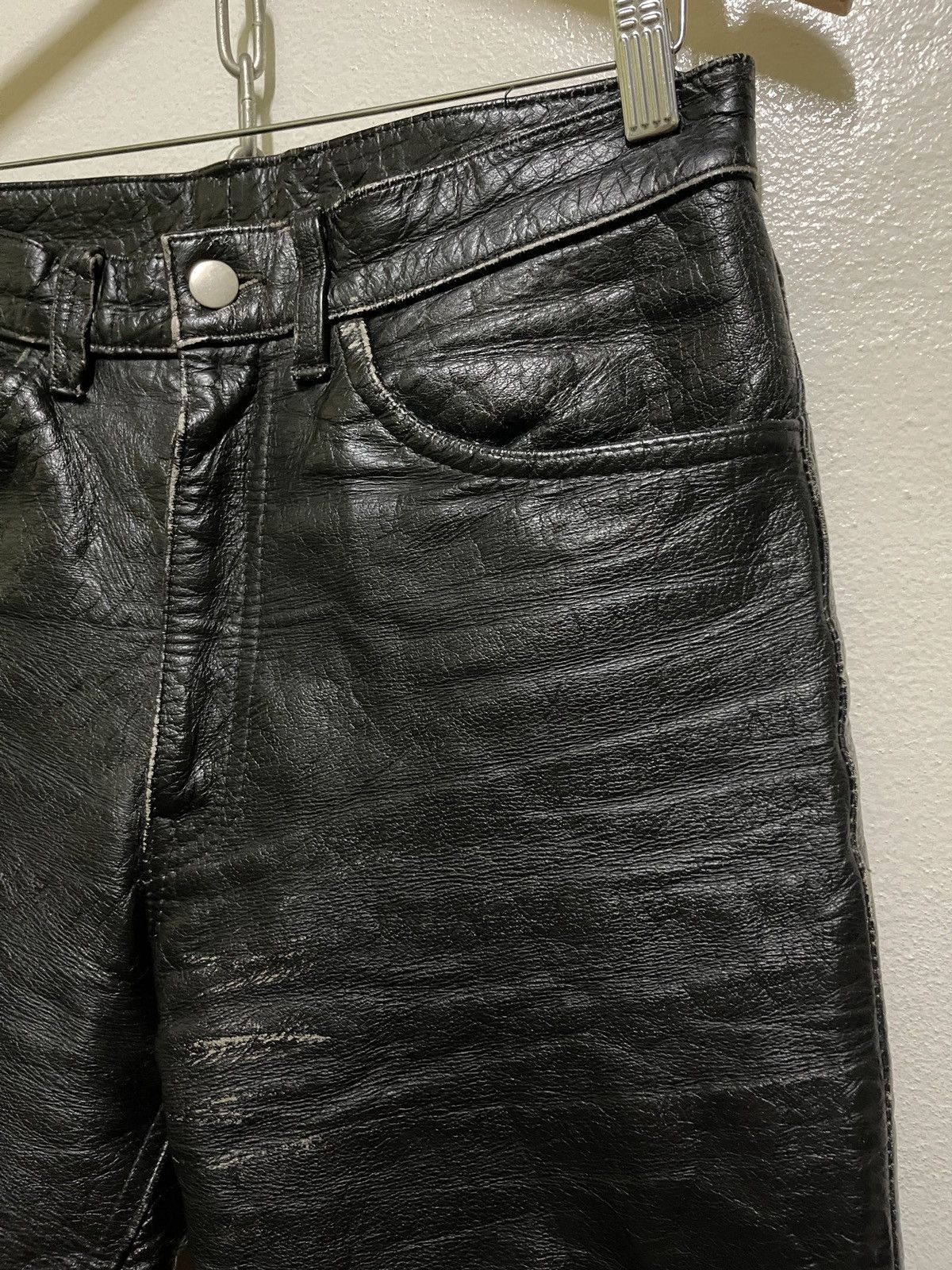 Genuine Leather × Vintage Leather Pants Biker Size US 29 - 5 Thumbnail
