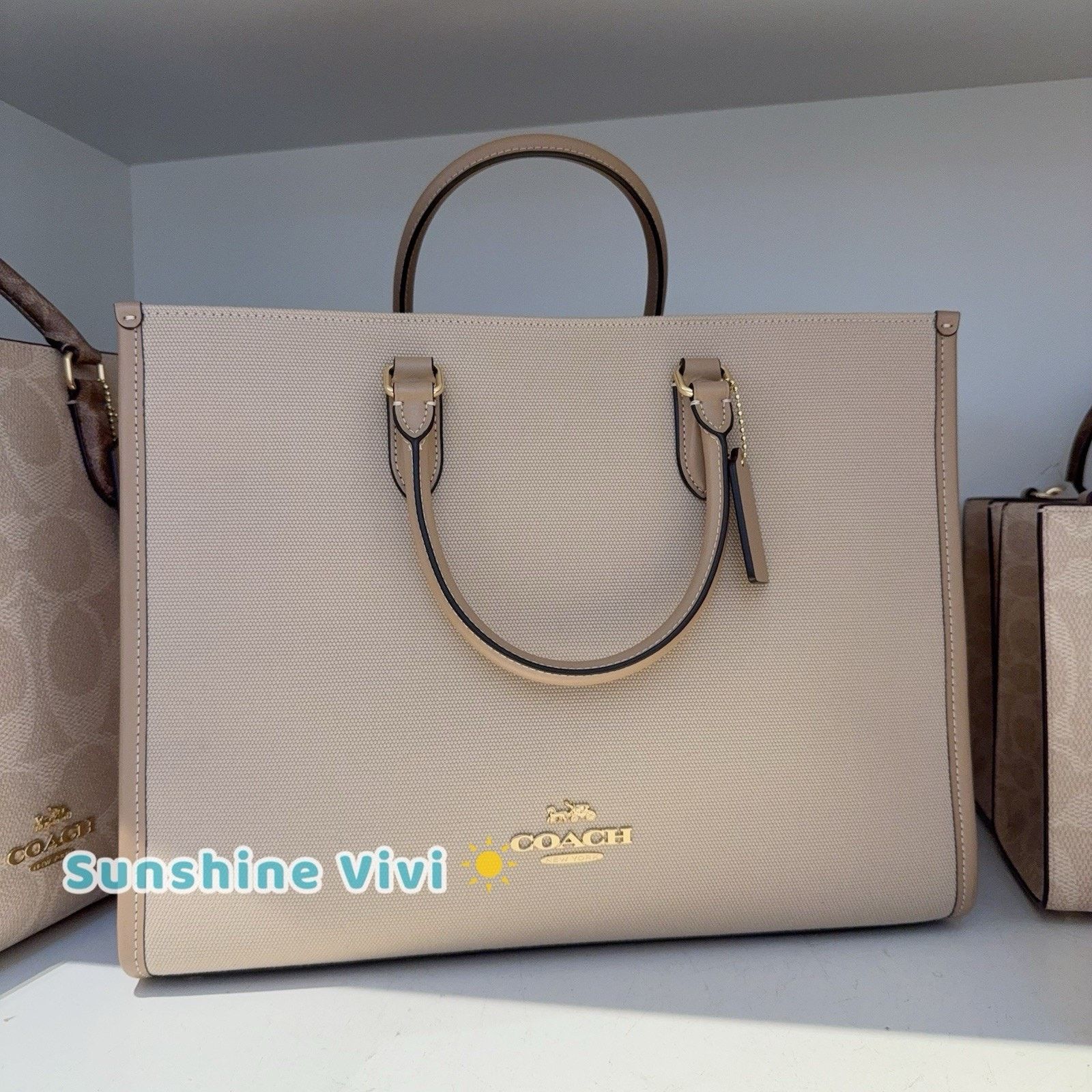 Coach NWT Coach Maggie Tote Bag Colorblock Dark Natural CAK59 Size ONE SIZE - 5 Thumbnail