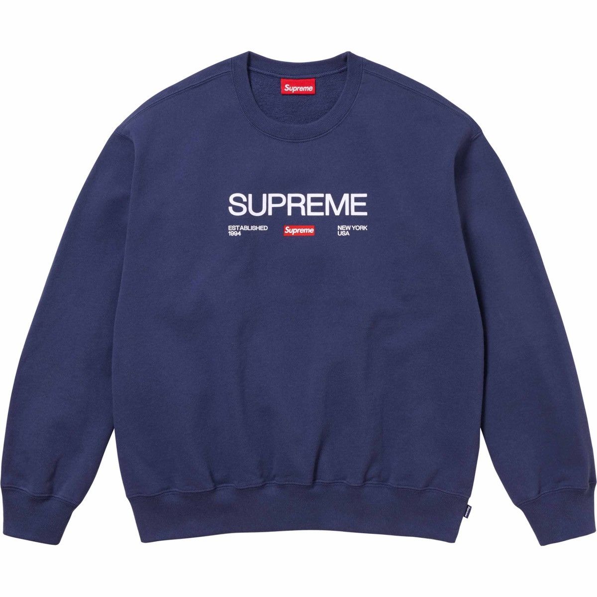 image of Supreme Established Crewneck in Washed Navy, Men's (Size Medium)