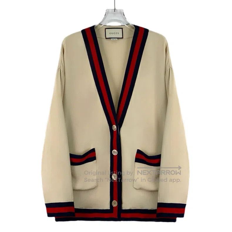 Gucci Gucci Beige striped mulberry silk V-neck single-breasted l Size XS / US 0-2 / IT 36-38 - 1 Thumbnail
