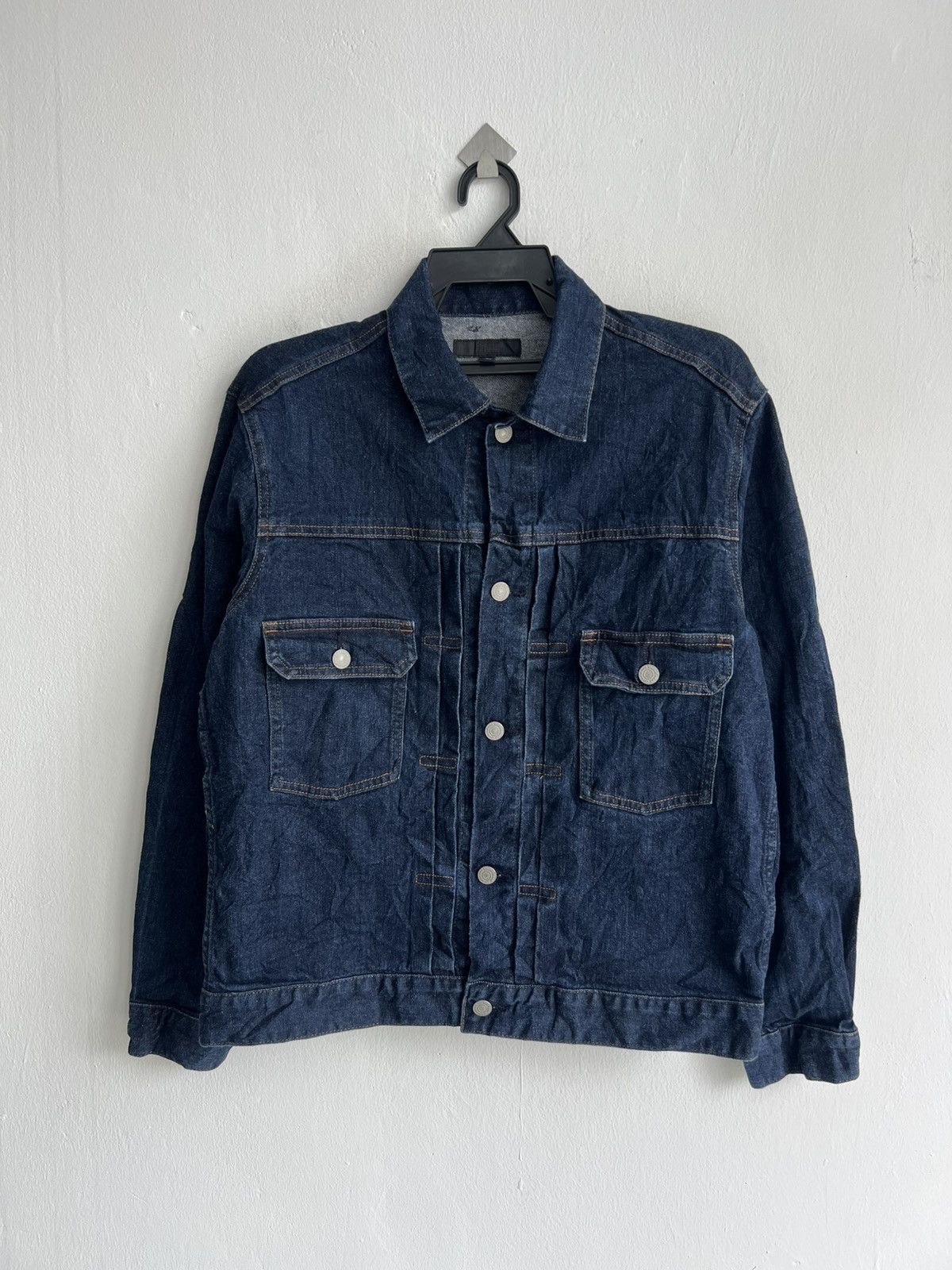 Kaihara Denim 2nd Style Double Pocket Pleated Indigo Blue Denim Jacket UT Size US L / EU 52-54 / 3 - 3 Thumbnail