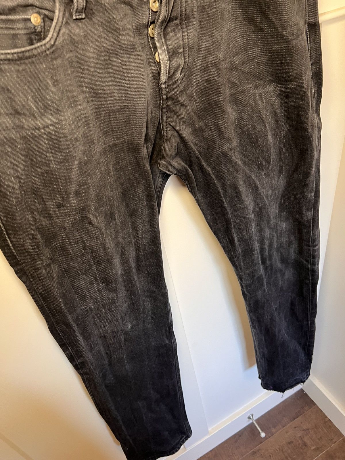 Naked & Famous Vintage Naked & Famous black raw selvedge denim slim jeans Size US 33 - 15 Thumbnail