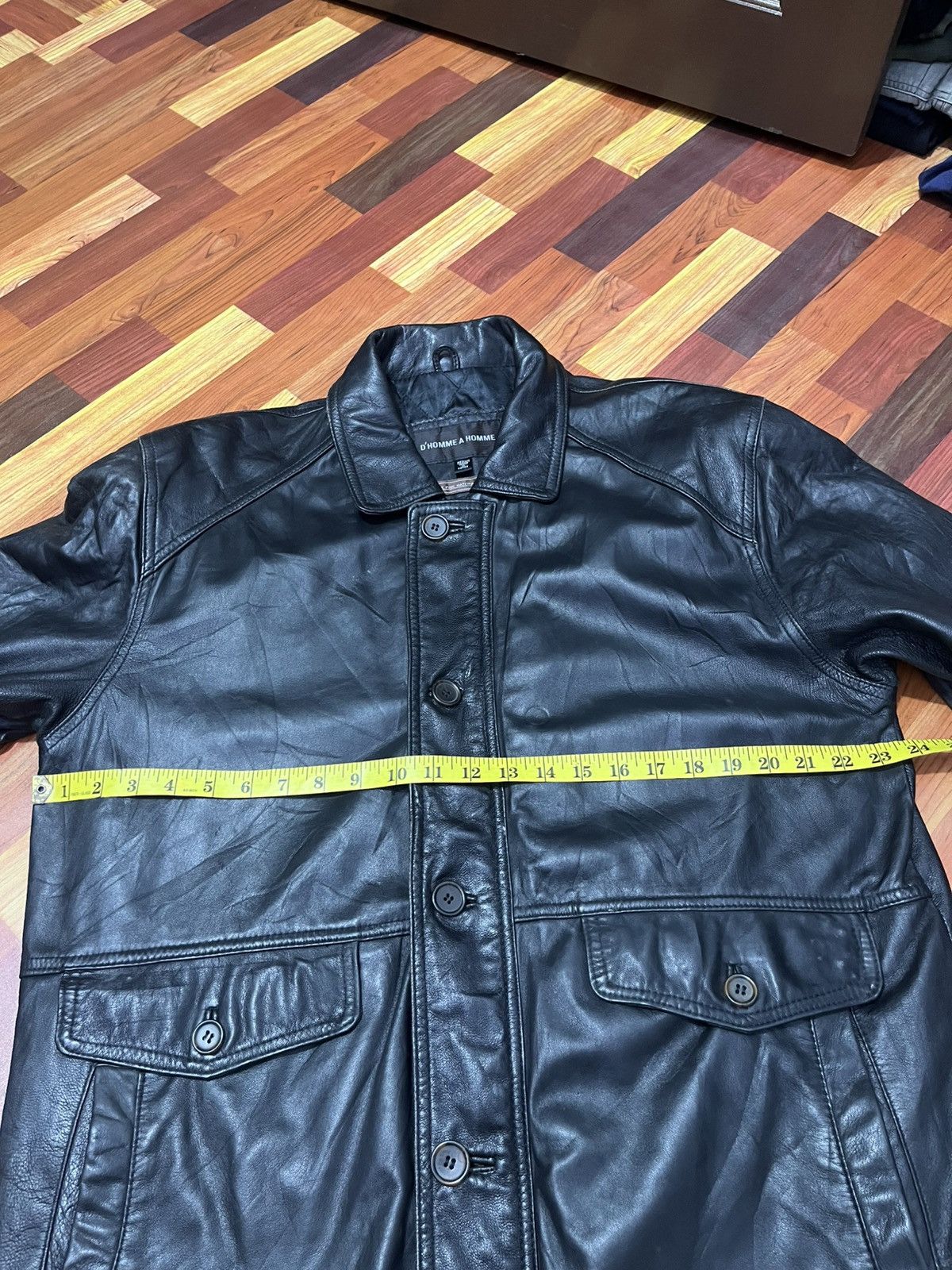 Vintage Korean Leather Car Coat Jacket Black M