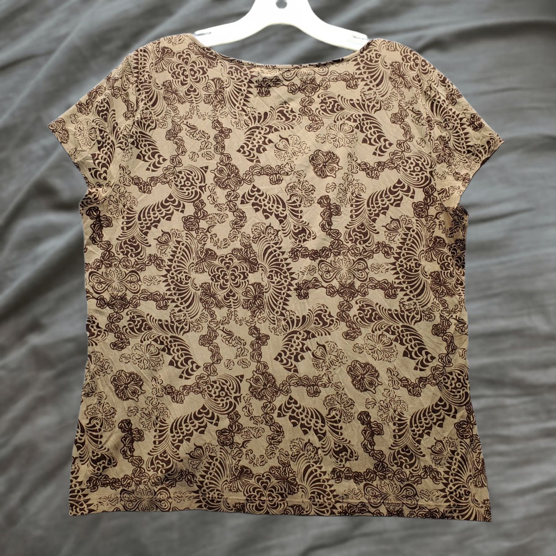 Ellen Tracy Ellen Tracy Blouse Womens Size L Floral Cap Sleeve Round Neck Multicolor Shirt Womens Size L / US 10 / IT 46 - 1 Thumbnail