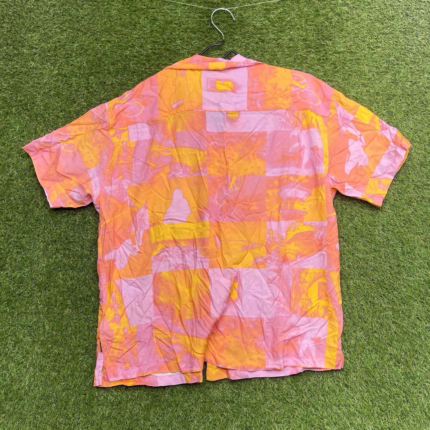 Pinko Stussy Button-Up Shirt Mens Medium Pink Short Sleeve Lightweight Geometric Abstract y2k Size US M / EU 48-50 / 2 - 2 Thumbnail