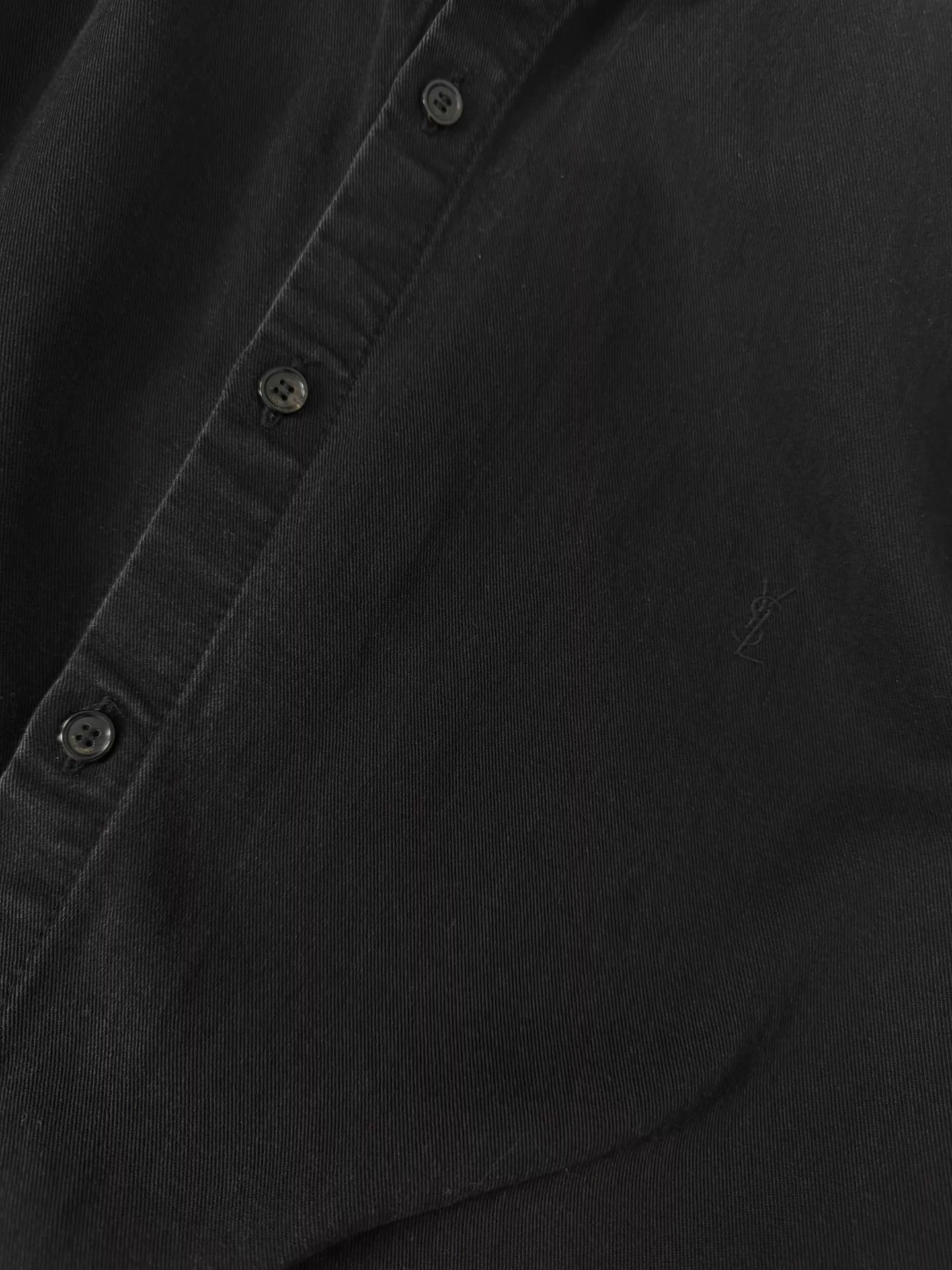 Saint Laurent Paris SLP24FW Embroidered YSL Logo Washed Black Denim Shirt XS Size US XS / EU 42 / 0 - 3 Thumbnail
