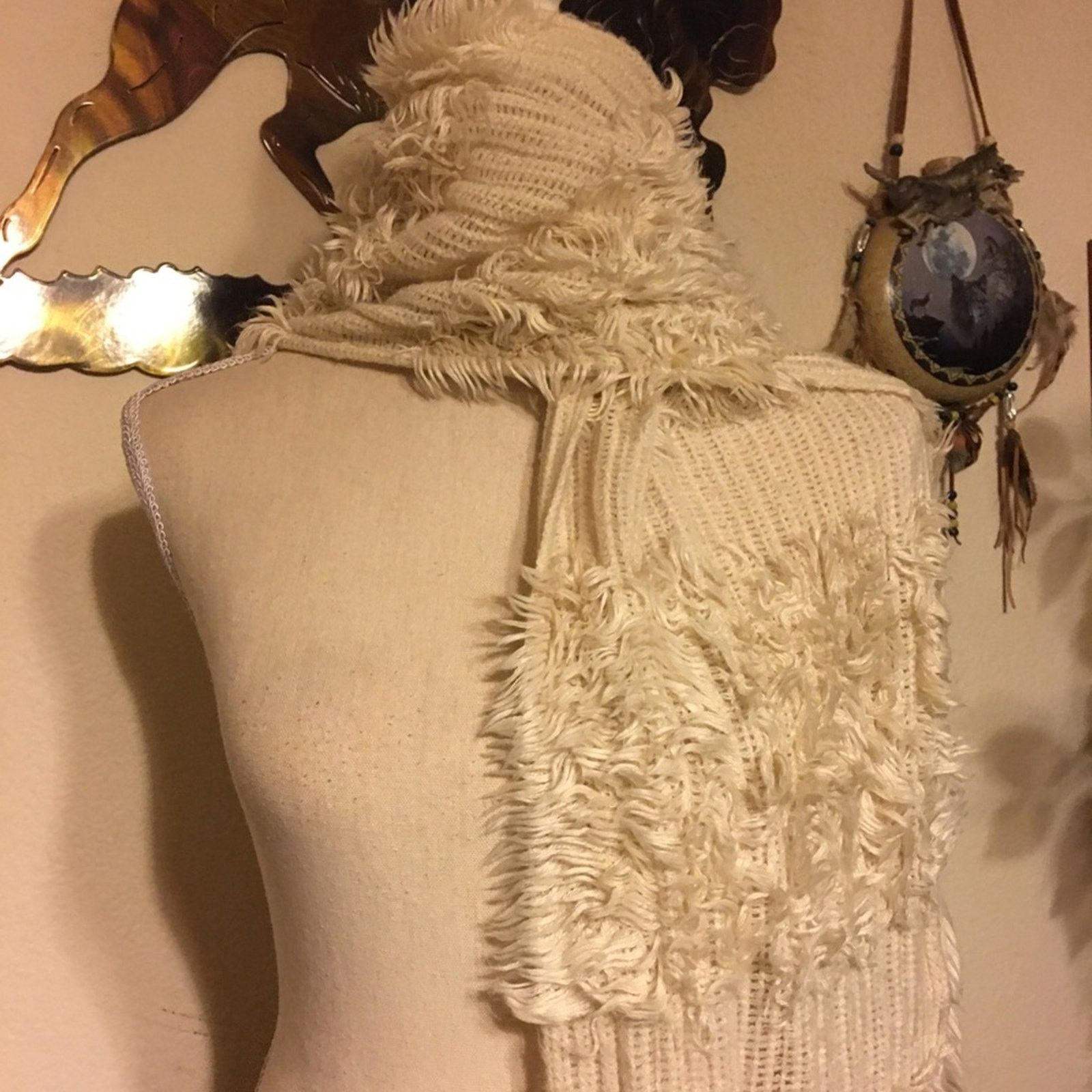 Other Cream faux fur and knit scarf wrap 10”x80” Size ONE SIZE - 5 Thumbnail