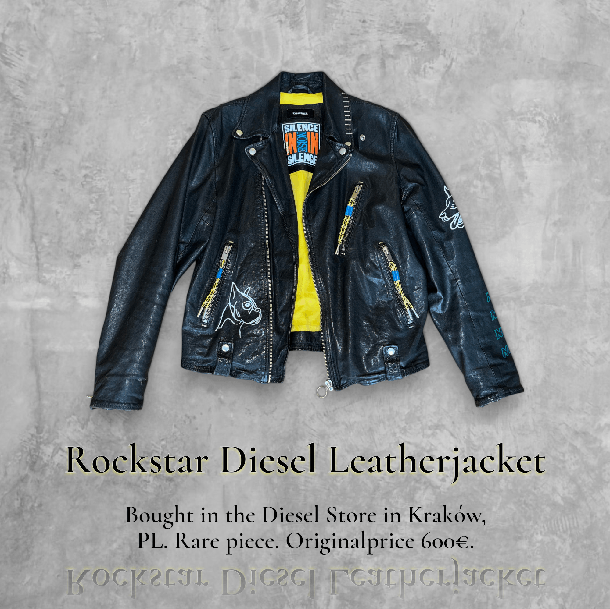 Diesel 🎸 Rockstar Diesel Leather Jacket - Rare Graphic Edition Size US M / EU 48-50 / 2 - 1 Thumbnail