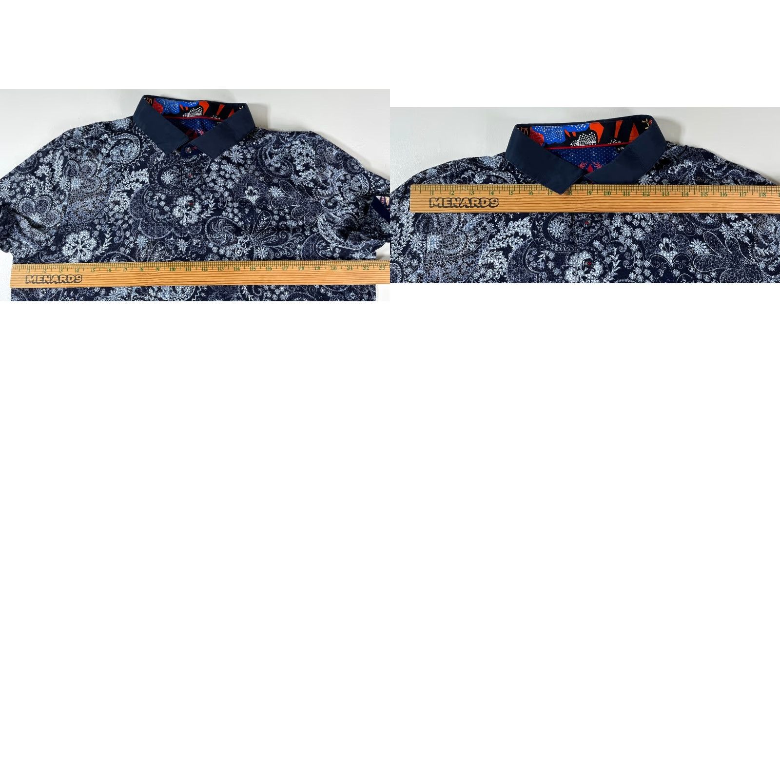 Au Noir VINTAGE Au Noir Polo Shirt Paisley Navy Cotton XL Mens Short Sleeve Collared Button Regular Size US XL / EU 56 / 4 - 10 Thumbnail