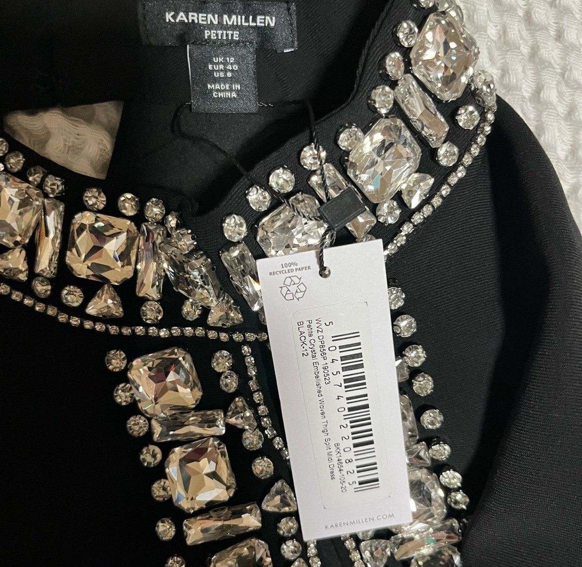 Karen Millen Crystal Embellished Woven Thigh Split Midi Dress Size M / US 6-8 / IT 42-44 - 2 Thumbnail