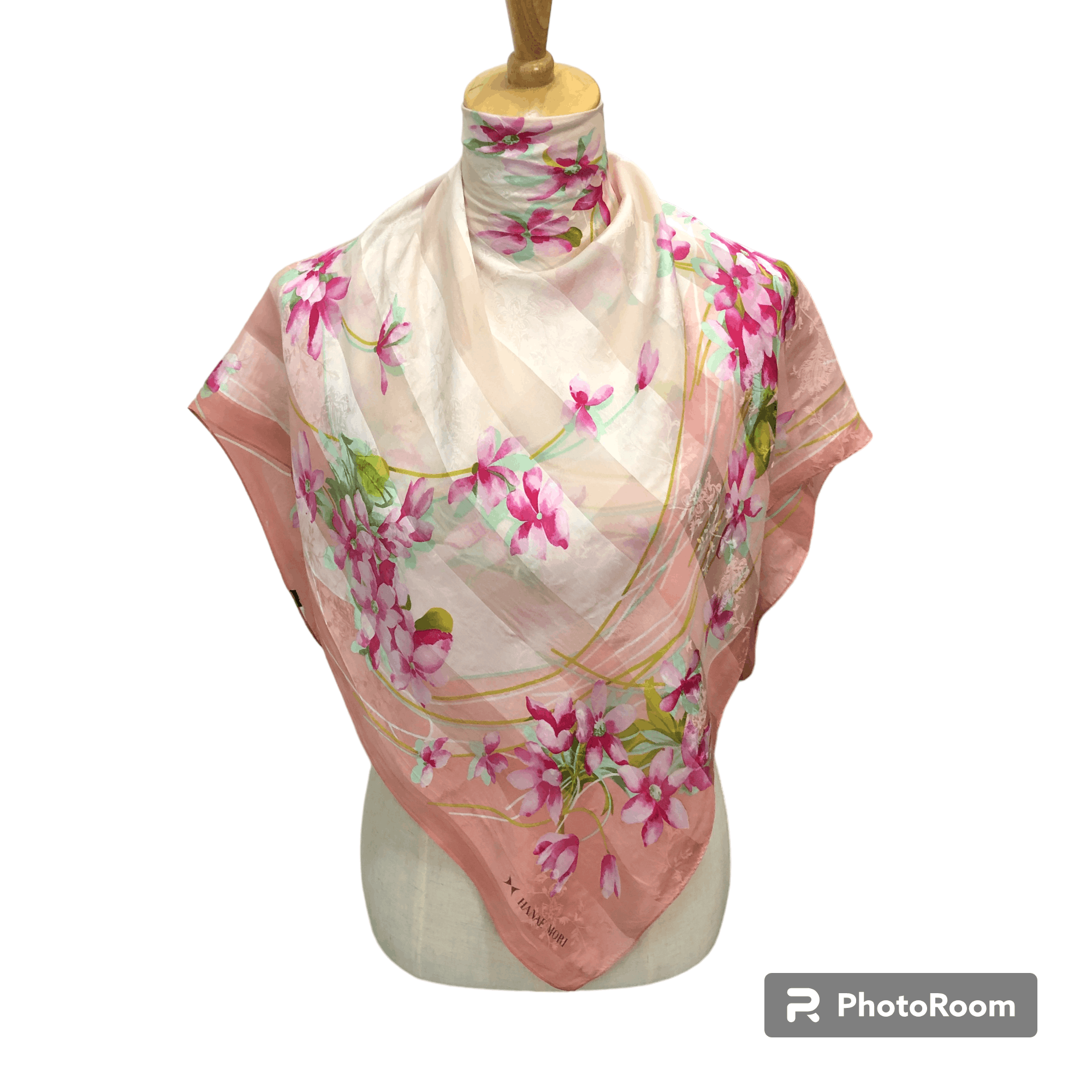 Hanae Mori Vintage Hanae Mori Floral Silk Scarf M1261 Size ONE SIZE - 1 Thumbnail