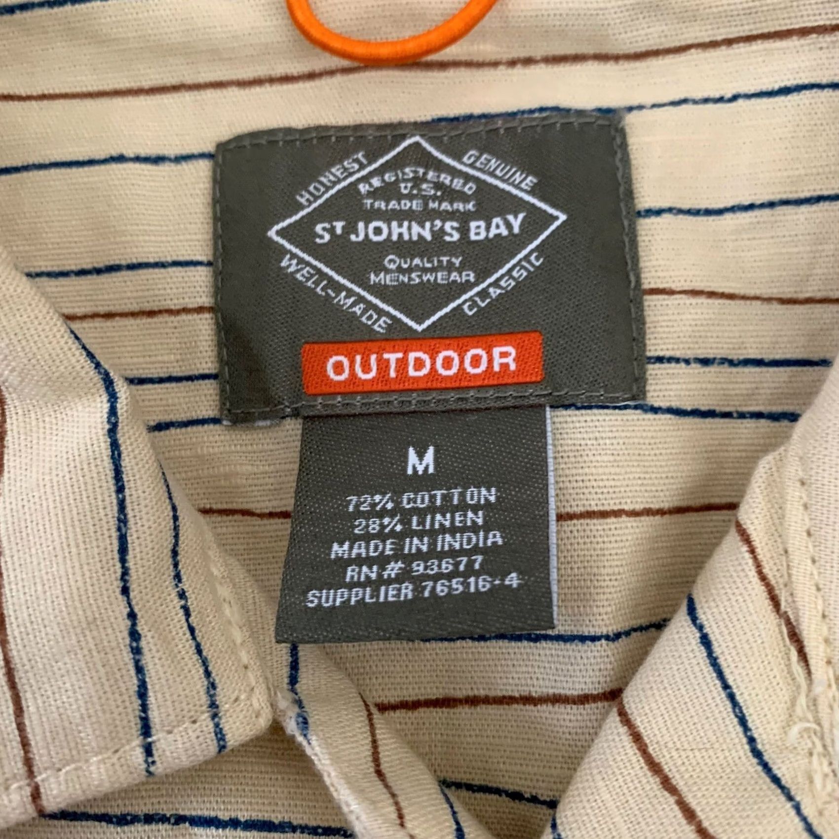 Vintage St Johns Bay Outdoor Camp Shirt Mens Medium Linen Blend Ivory Fishing Lures NEW Size US M / EU 48-50 / 2 - 2 Thumbnail