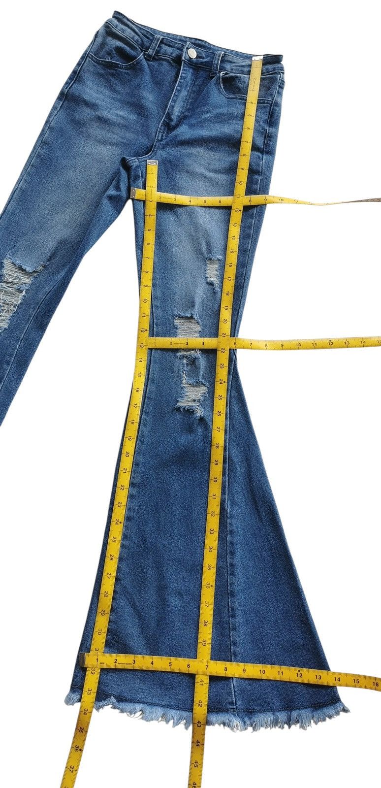 Tornado Mart Avantgarde Saints Hearts Flared Distressed Jeans Size 26" / US 2 / IT 38 - 9 Thumbnail