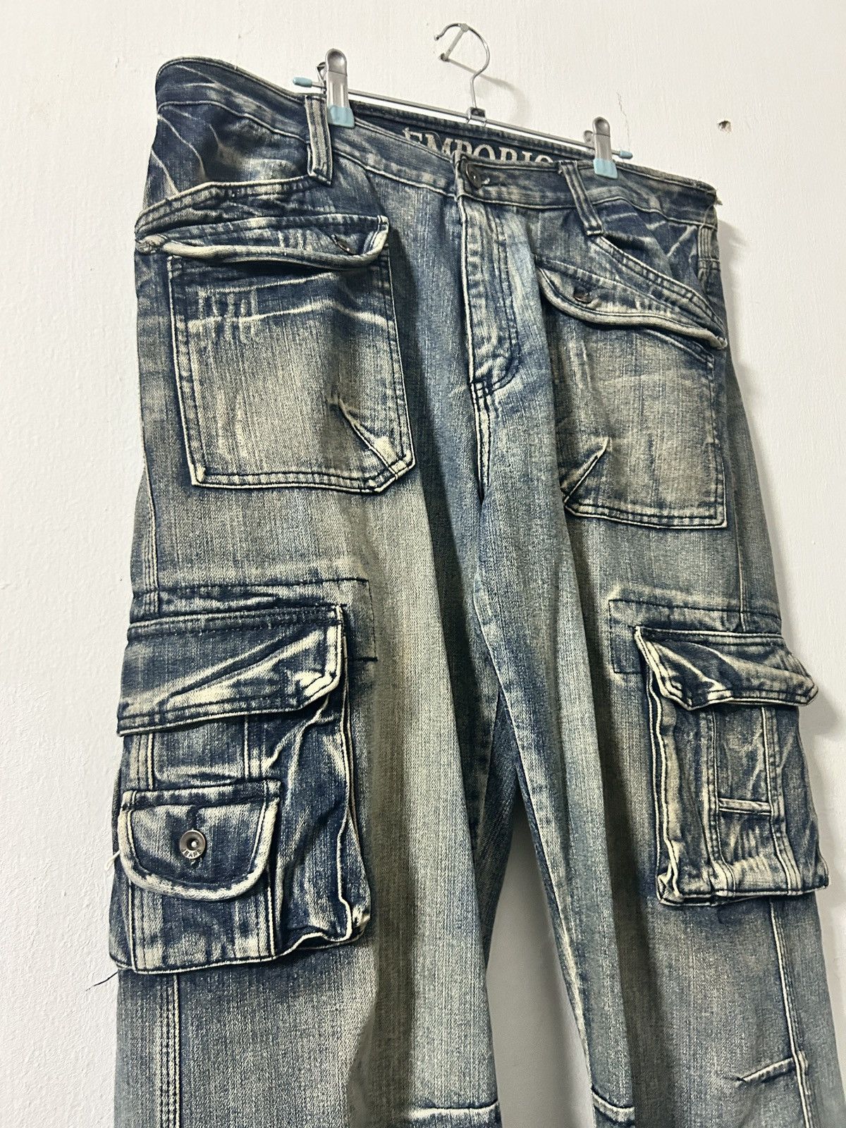 If Six Was Nine × Japanese Brand × Le Grande Bleu (L.G.B.) Emporio Cargo Multi Pocket Jeans Sick Acid Wash I6w9 Design Size US 37 - 3 Thumbnail