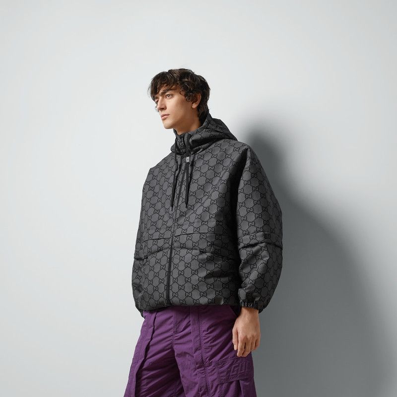 Gucci o1loc1c0126 770275 GG Ripstop Nylon Jacket in Grey & Black Size US M / EU 48-50 / 2 - 6 Thumbnail