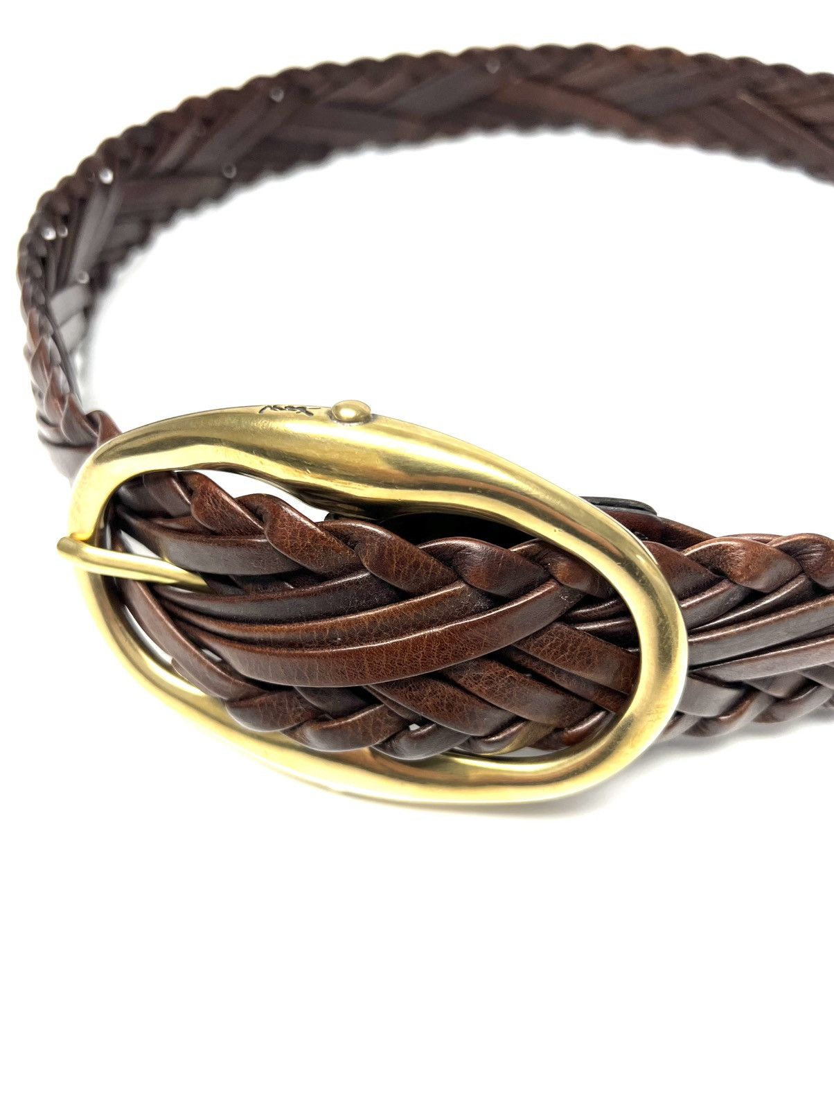 Yves Saint Laurent YVES SAINT LAURENT GOLD TONE BUCKLE W/ BRAIDED LEATHER BELT Size ONE SIZE - 14 Thumbnail
