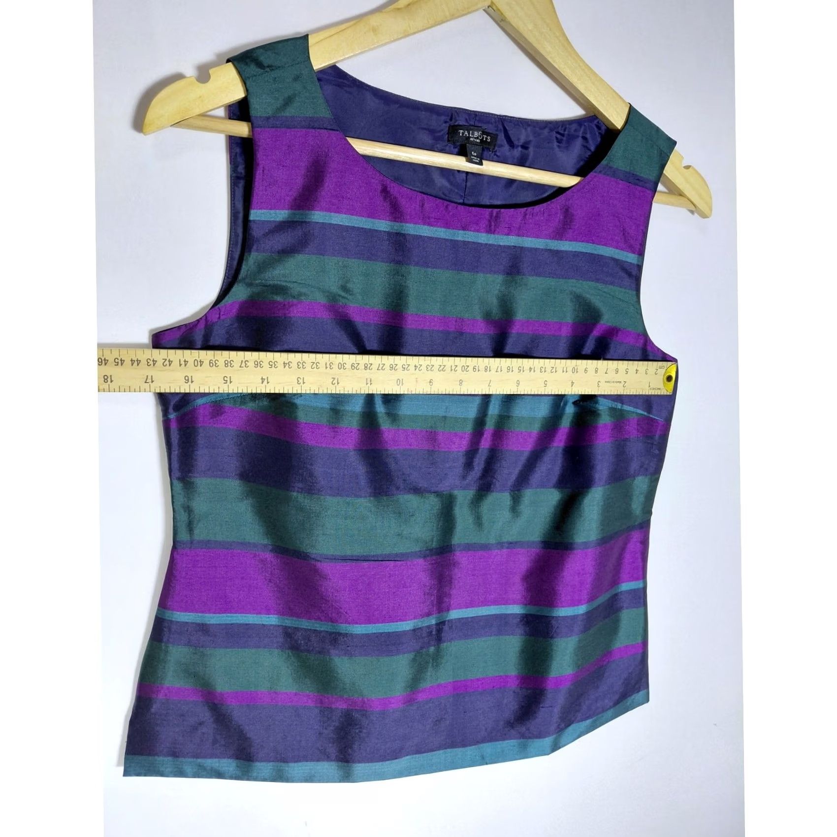Talbots Talbots Petites Silk Striped Scoop Neck Sleeveless Top Purple Green Size 6P Womens Size M / US 6-8 / IT 42-44 - 7 Thumbnail