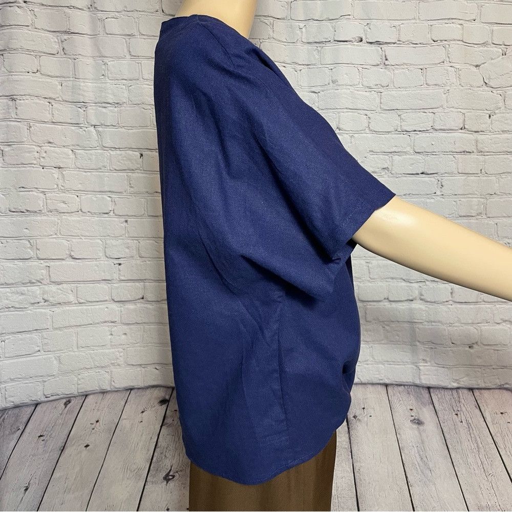 Anne Klein NWT New $79 Anne Klein Linen Short Sleeve Front Tie Blue To Size M / US 6-8 / IT 42-44 - 7 Thumbnail