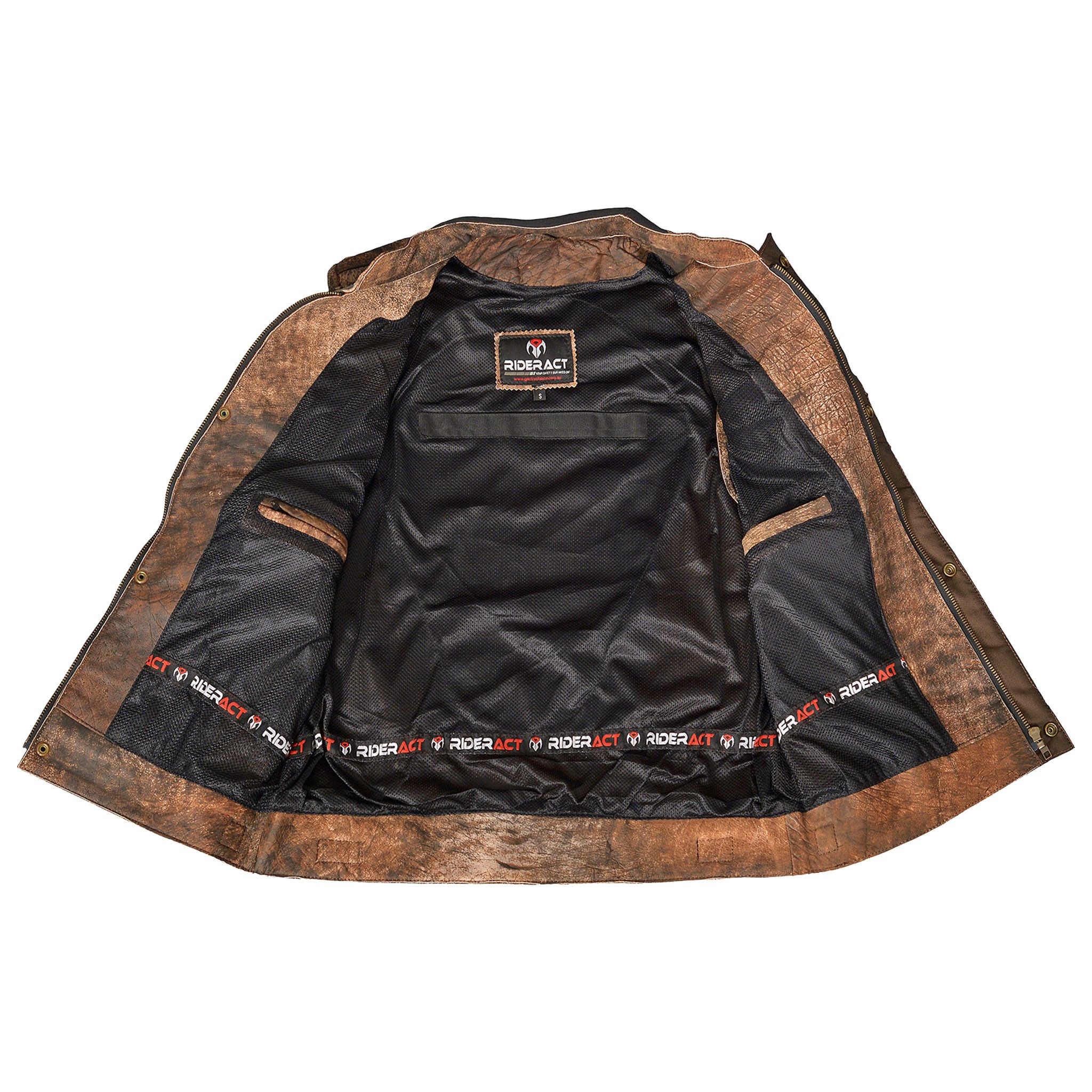 Leather Motorcycle Leather Vest Disstressed Biker Jacket with Armor Size US S / EU 44-46 / 1 - 3 Thumbnail