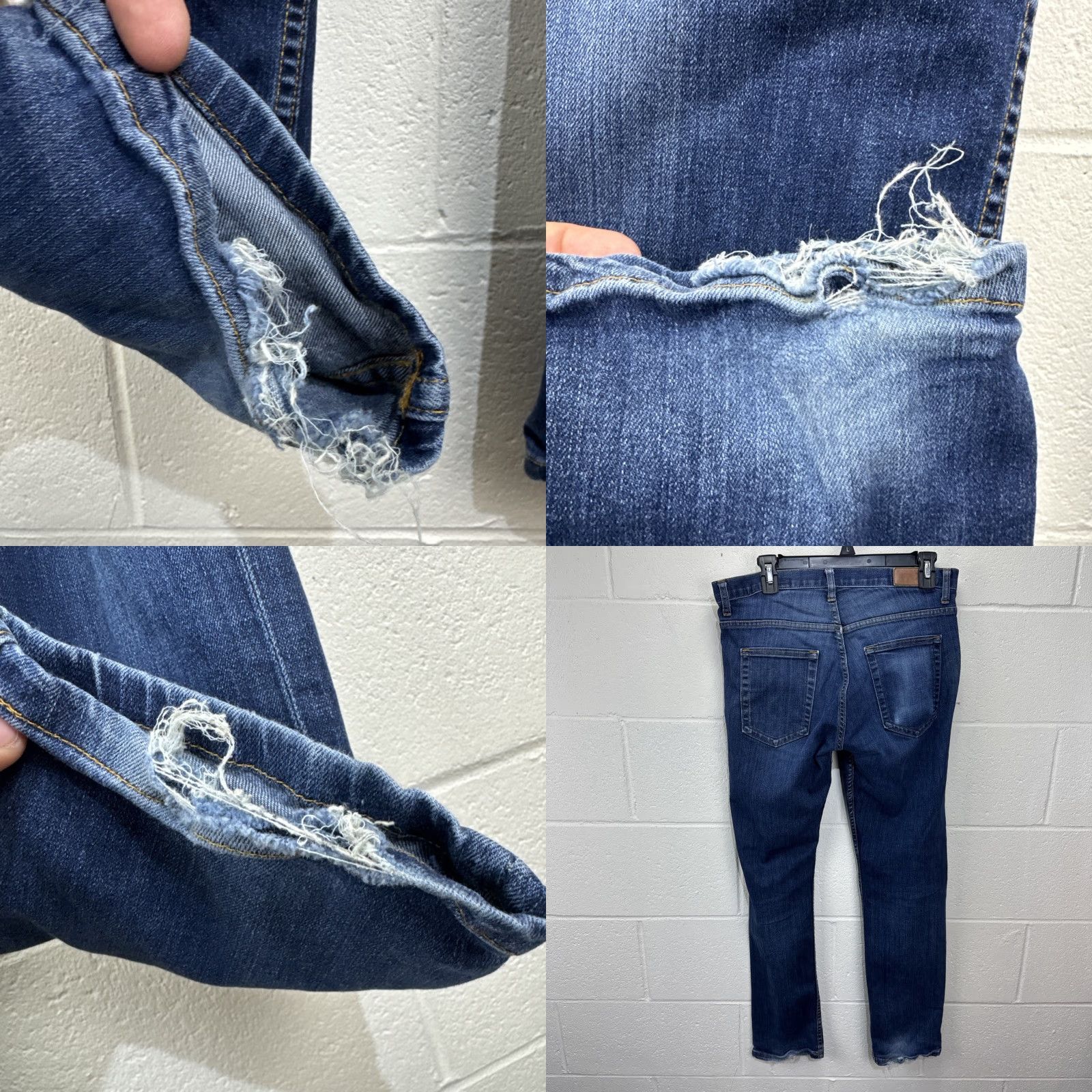 Denime Dearborn Jeans Slim Fit Denim Jeans 33x31 Men Blue USA Made 5-Pocket Distressed Logo 90s Mens Size US 33 - 8 Thumbnail