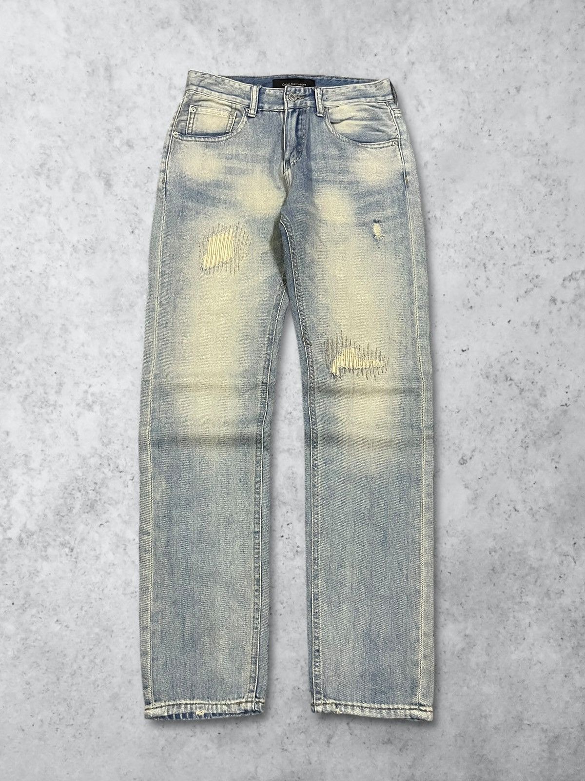 Calvin Klein Calvin Klein Faded Wash Sashiko Patches Y2K Straight Jeans Size US 29 - 5 Thumbnail