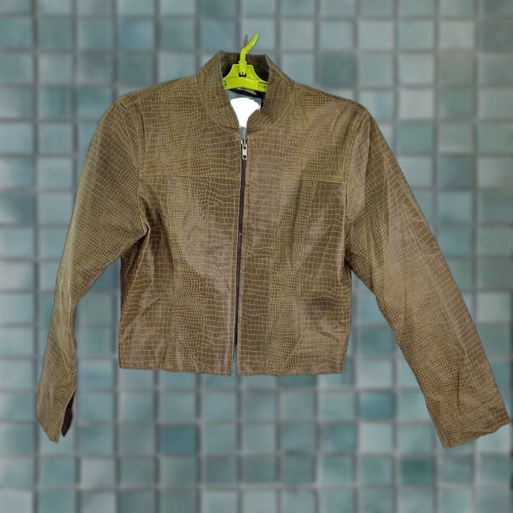 Vintage Hugo Buscati Reptile Snake Print Leather Jacket Womens Small Brown Leather Jacket Womens Small Brown Size S / US 4 / IT 40 - 1 Thumbnail