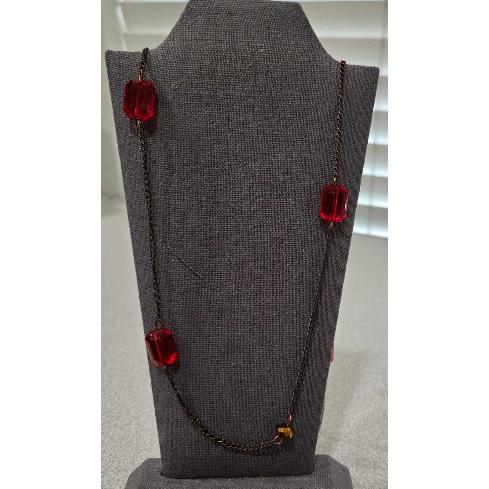 Other Red Clear Beaded Infinity Single Strand Necklace Size ONE SIZE - 1 Thumbnail