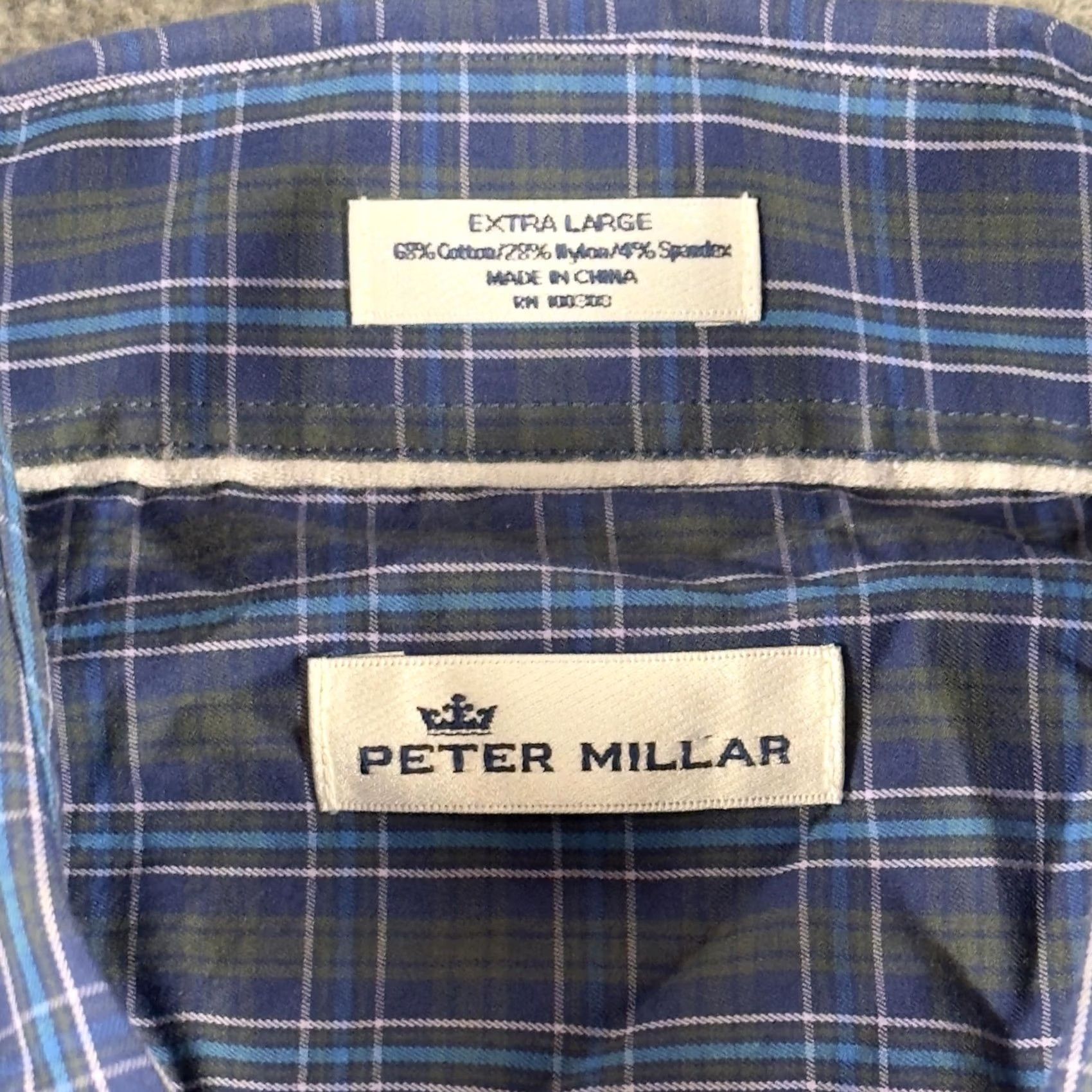 Peter Millar Peter Millar Shirt Mens XL Blue Green Plaid Long Sleeve Button Down Stretch Size US XL / EU 56 / 4 - 2 Thumbnail