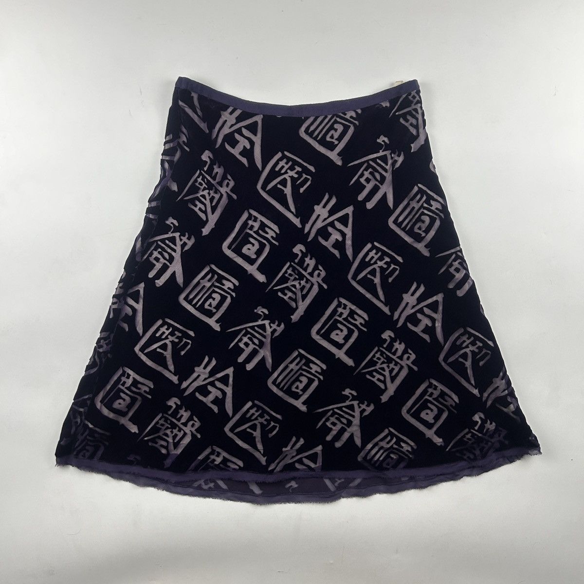 90s Vivienne Tam Velour Letter Skirt
