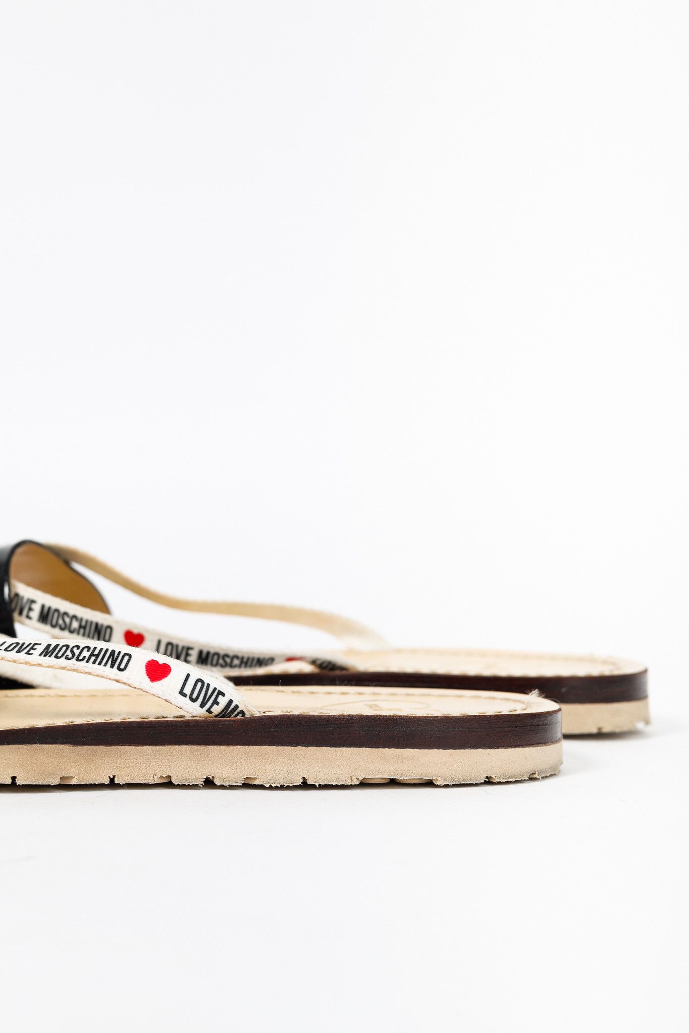 Love Moschino Love Moschino Black PVC Logo-Strap Thong Sandals Size US 8.5 / IT 38.5 - 9 Thumbnail
