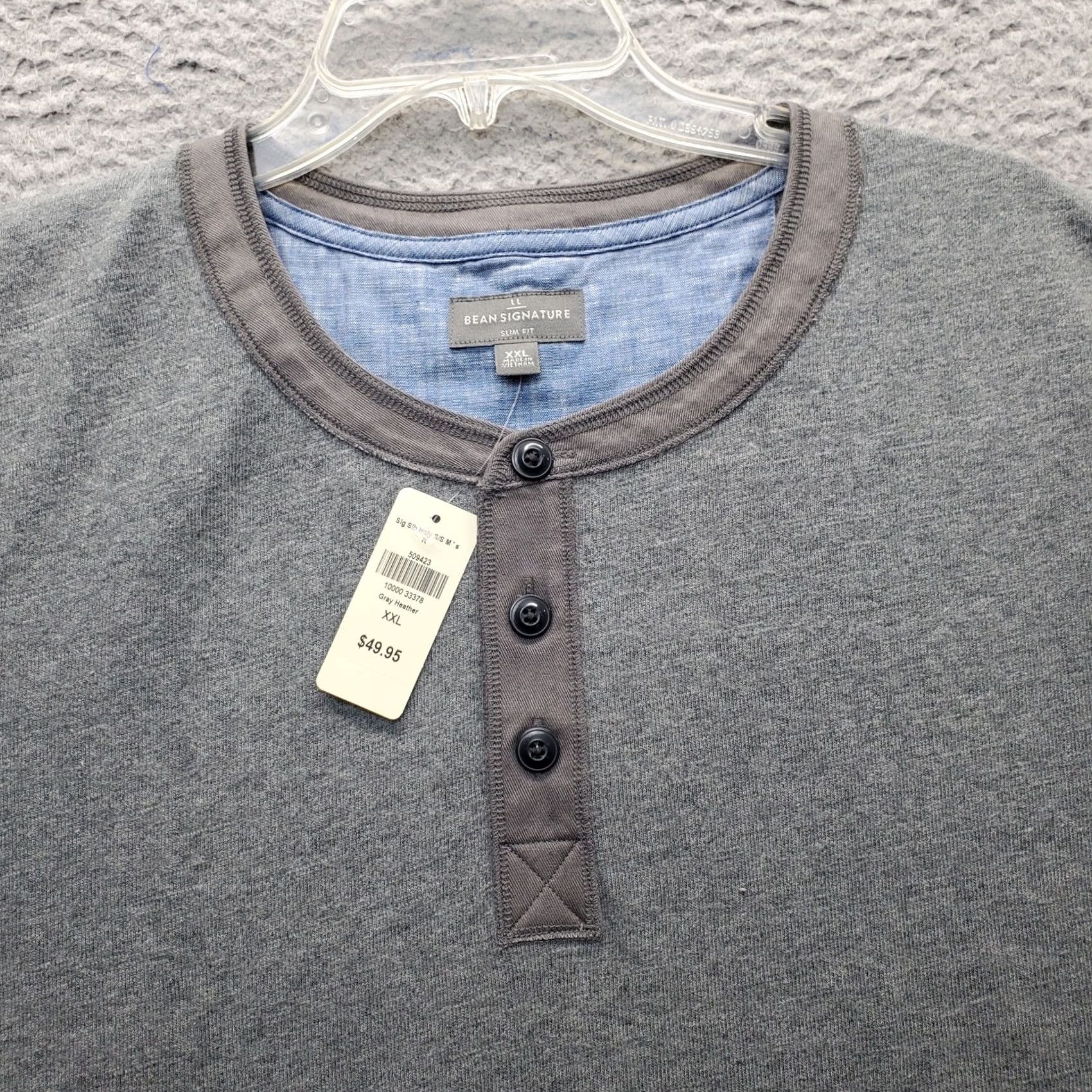 Vintage L.L. Bean Signature Shirt Mens XXL Gray Heather Slim Fit Henley Neck Short Sleeve Size US XXL / EU 58 / 5 - 5 Thumbnail