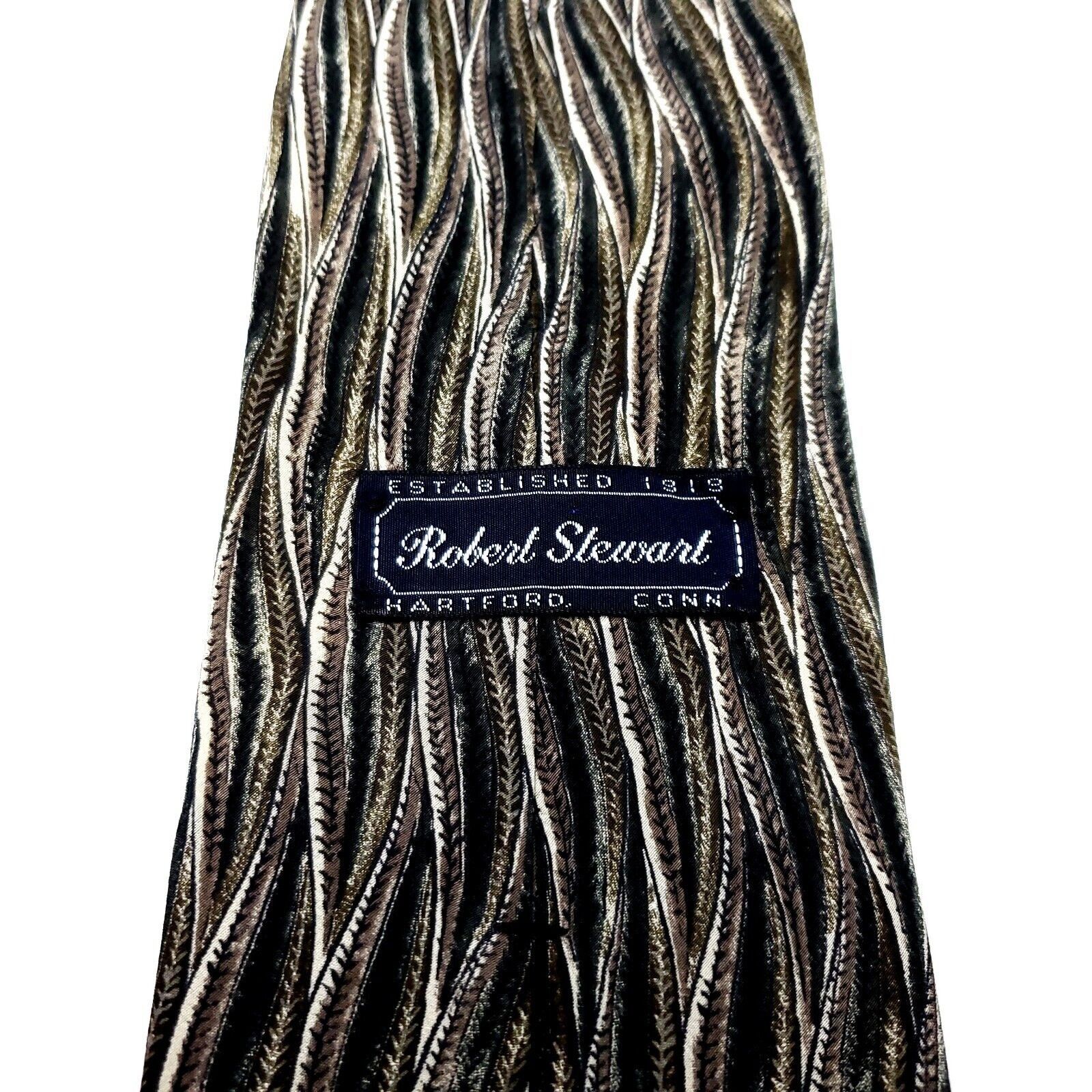 Vintage Robert Stewart Silk Tie Print Green Size ONE SIZE - 3 Thumbnail