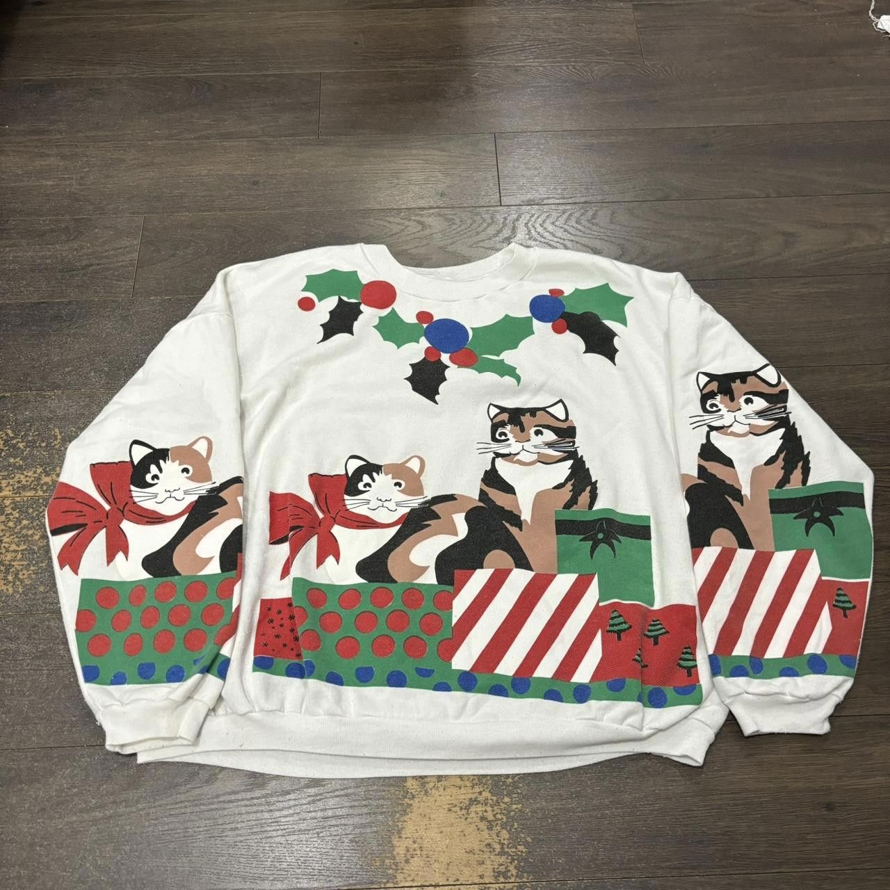 Designer vintage Christmas cats crewneck sweatshirt S/M 90s Size US M / EU 48-50 / 2 - 3 Thumbnail