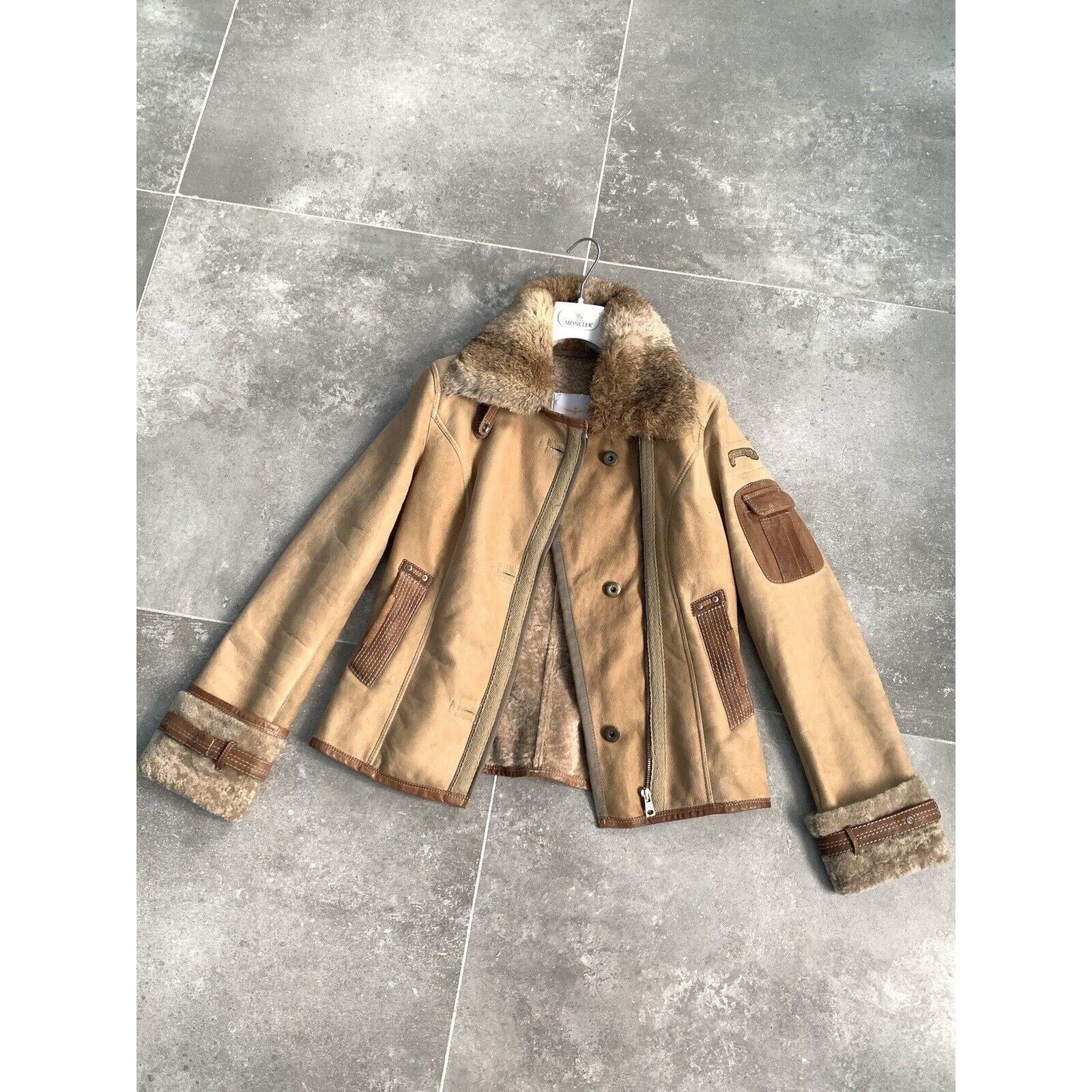 Aeronautica Militare AERONAUTICA MILITARE Sheepskin Fur Biker Jacket Coat IT 42 S Size M / US 6-8 / IT 42-44 - 3 Thumbnail