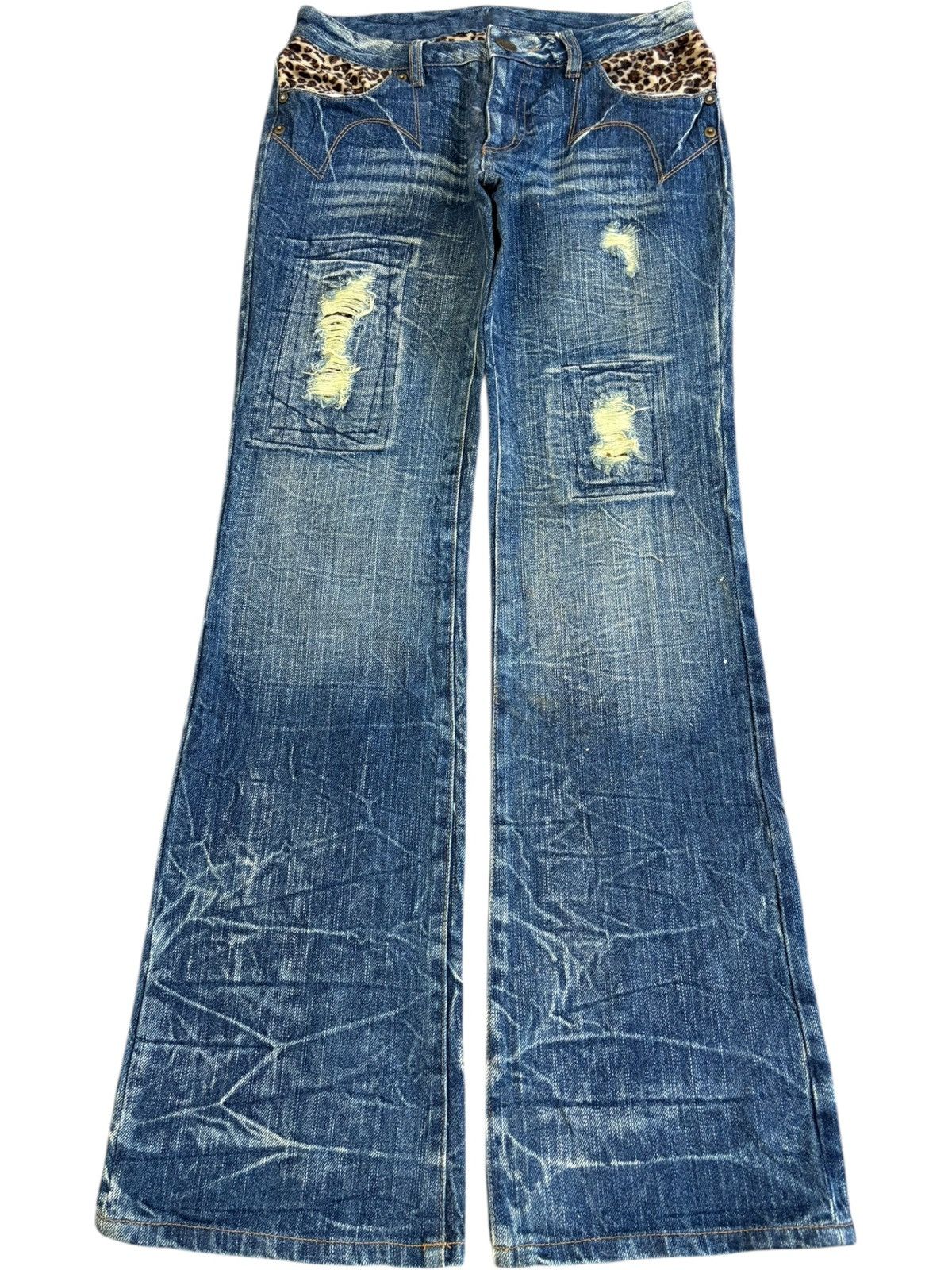Hysteric Glamour Vintage Japanese Brand Distress Low Rise Flare Jeans Size 28" / US 6 / IT 42 - 1 Thumbnail