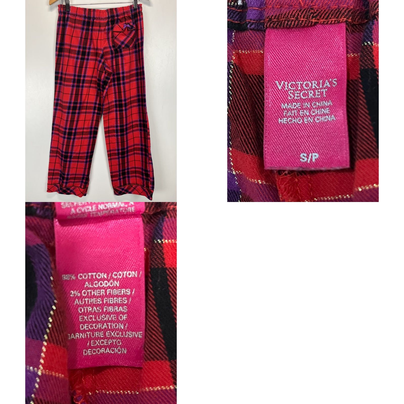 Victoria's Secret Victoria's Secret Pajama Set Flannel Plaid 2-Piece Women S Purple Red Christmas Holiday Winter Size S / US 4 / IT 40 - 8 Thumbnail