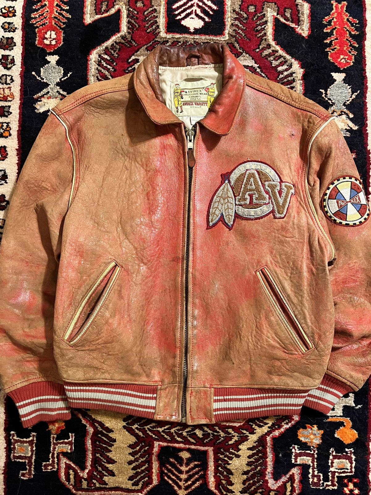 Avirex × Vintage Vintage 90s AVIREX Varsity Sioux Falls Leather