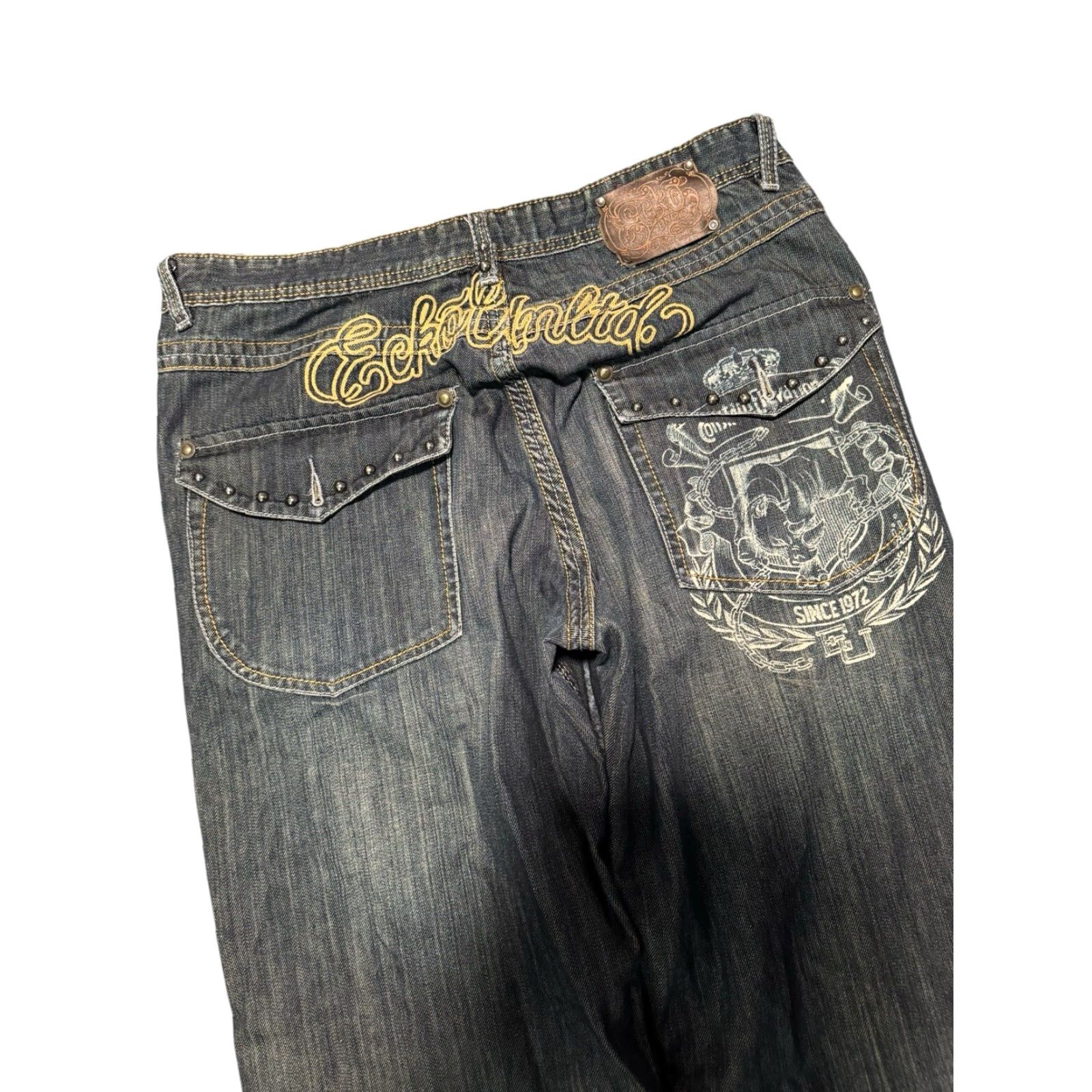 Ecko Unltd. VINTAGE ECKO UNLTD. Blue Baggy Fit Denim Jeans 38x32 Mens 90s Hip Hop Graffiti Embroidered Baggy Size US 38 / EU 54 - 6 Thumbnail