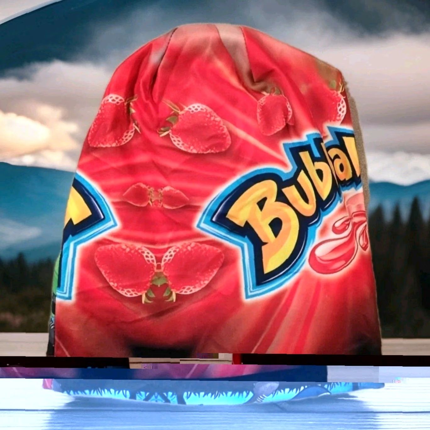 Vintage Bubbaloo Gum Beanie Hat Men Reversible Warm One Size Fits All Red Geometric Pattern Size ONE SIZE - 2 Thumbnail