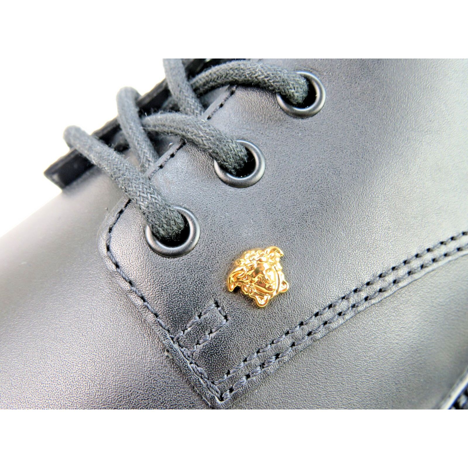 Versace VERSACE BLACK LEATHER GOLD MEDUSA LOGO LUG SOLE OXFORDS 44 Size US 11 / EU 44 - 2 Thumbnail
