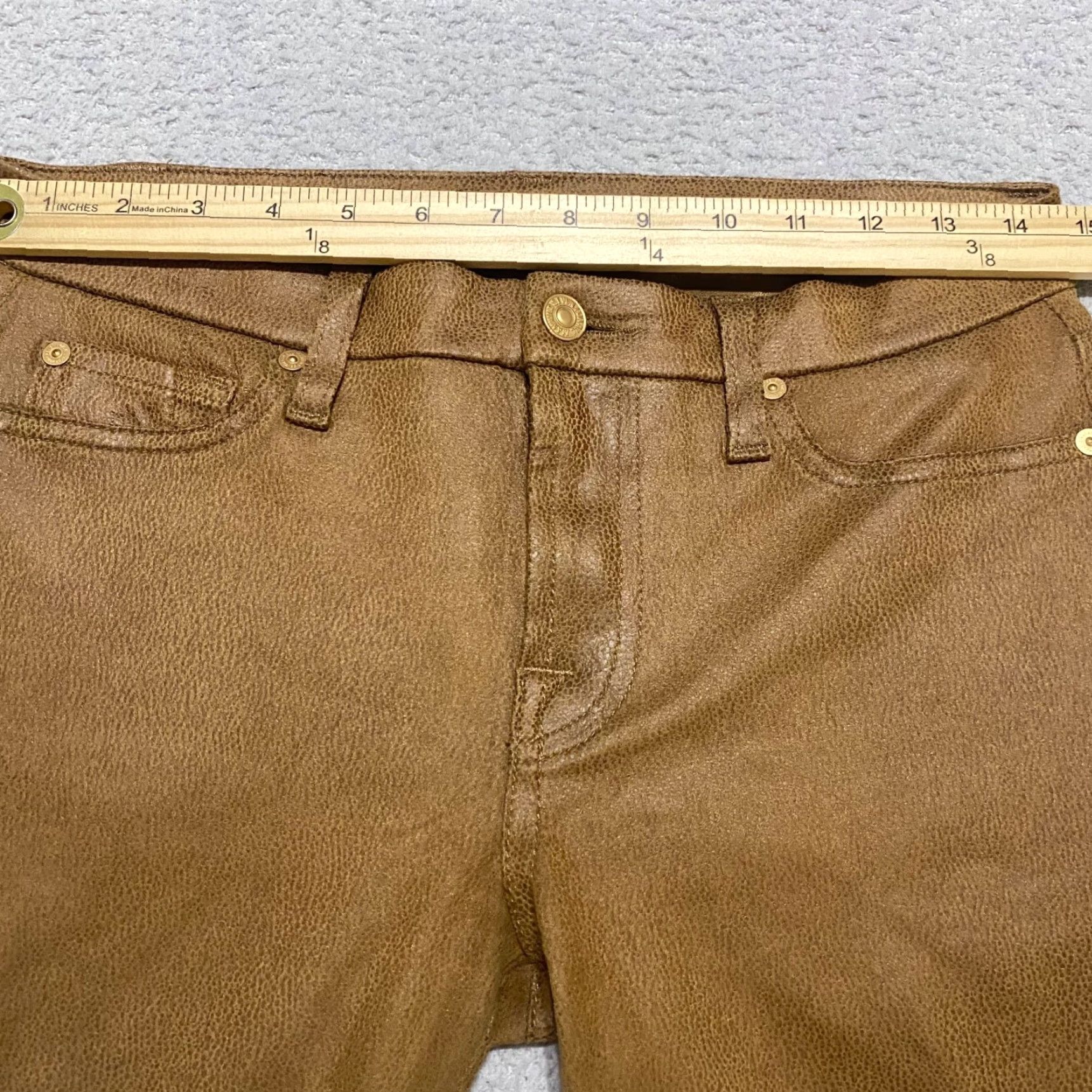 7 For All Mankind 7 For All Mankind Womens Jeans Skinny Mid Rise Brown Faux Leather 28 Size 28" / US 6 / IT 42 - 5 Thumbnail